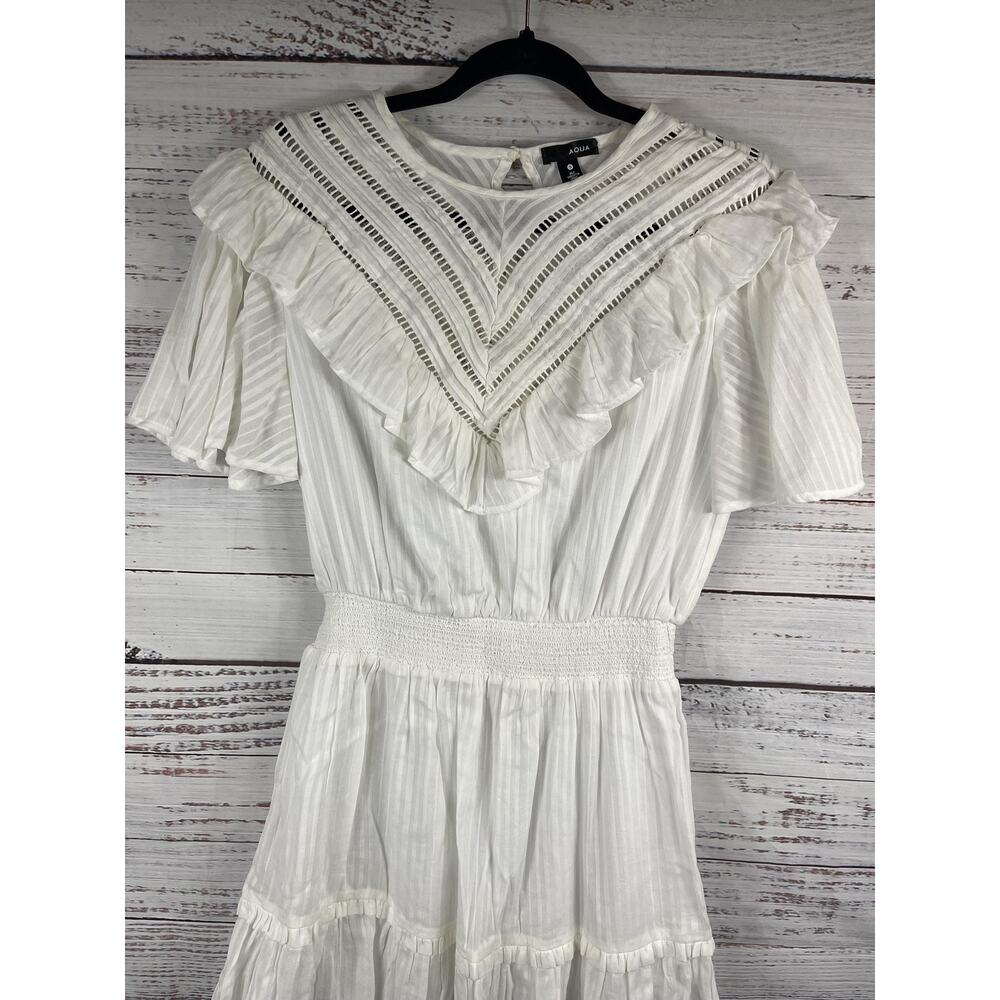 Aqua Dress Women's Size S Ruffle Boho Tiered Mini Flutter Sleeve Summer Beach - Picture 4 of 7